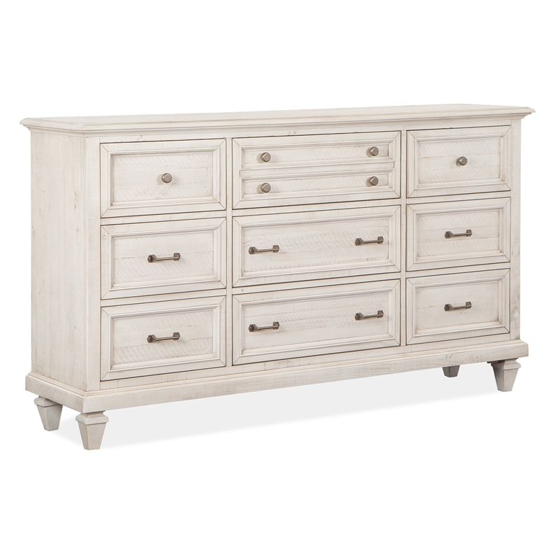 Magnussen Home Newport Alabaster Drawer Dresser With Landscape Mirror