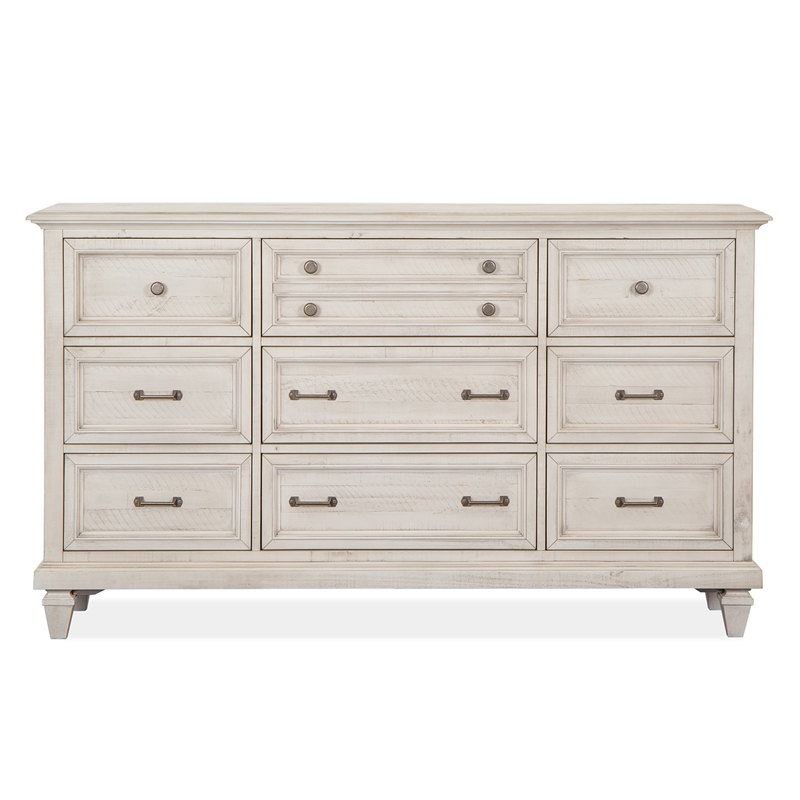 Magnussen Home Newport Alabaster Drawer Dresser With Landscape Mirror