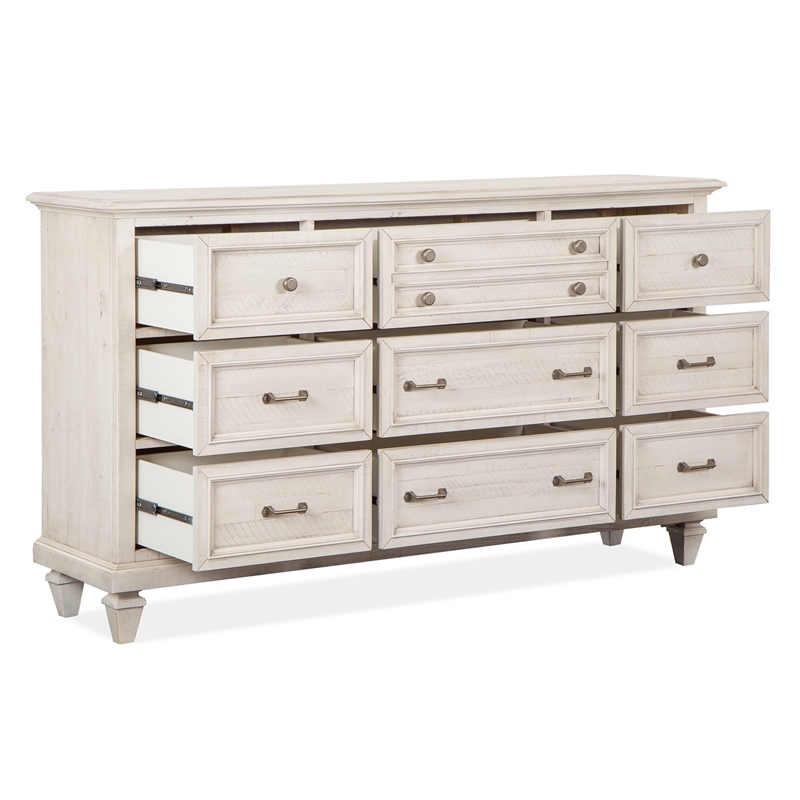 Magnussen Home Newport Alabaster Drawer Dresser With Landscape Mirror