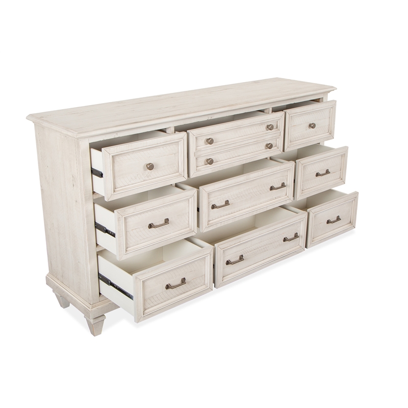 Magnussen Home Newport Alabaster Drawer Dresser With Landscape Mirror