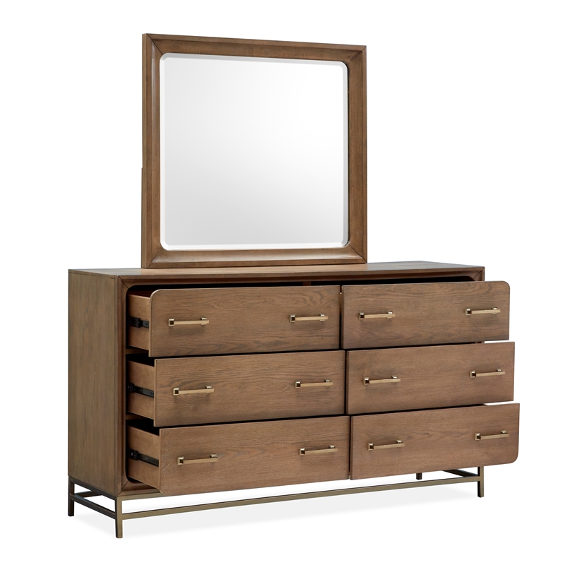 Magnussen Home Lindon Belgian Double Drawer Dresser With Landscape Mirror