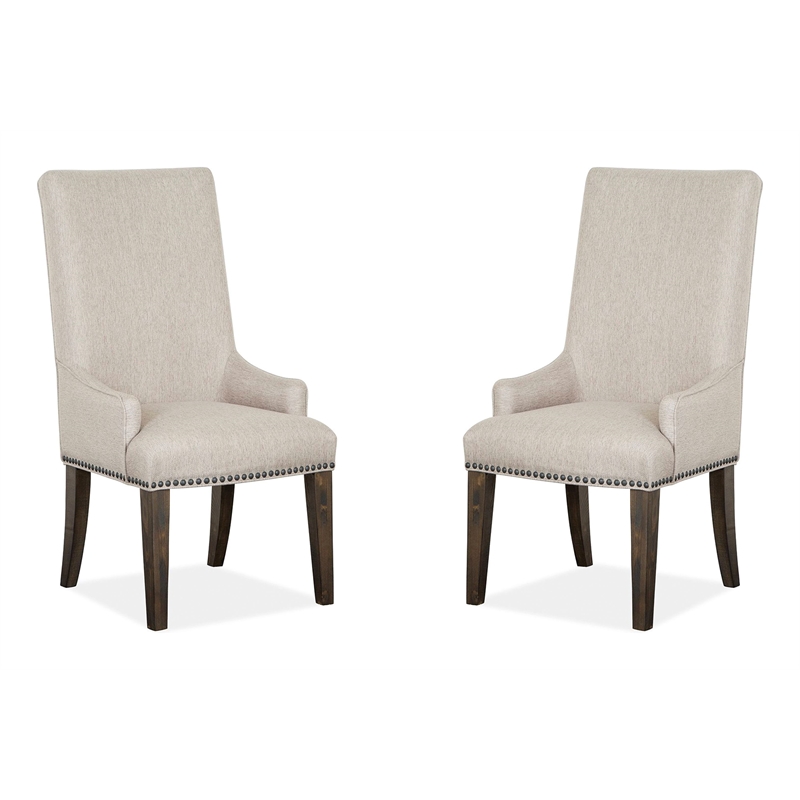 Magnussen Home Bellamy Peppercorn Upholstered Host Chair Two Pack