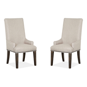 Magnussen Home Bellamy Peppercorn Upholstered Host Chair Two Pack