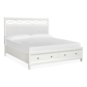 Magnussen Home Springhouse Whisper White King Upholstered Panel Storage Bed