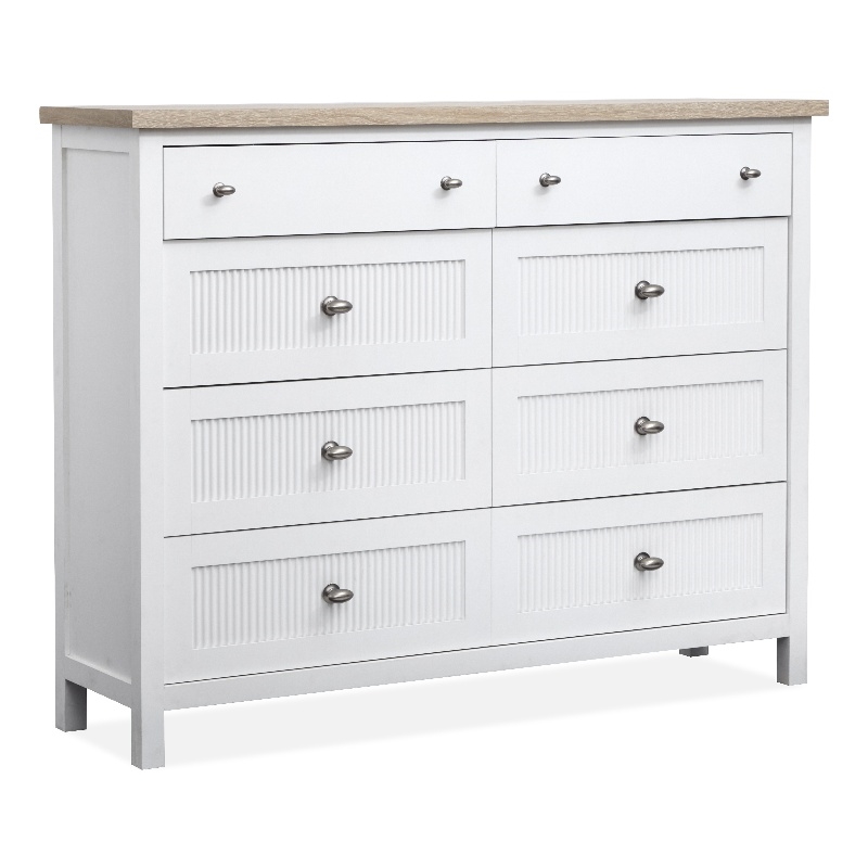 Salt Life Home Windmill Harbour White Whisp and Sand 8-Drawer Chesser