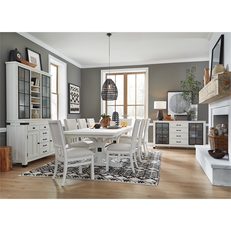 Magnussen Home Harper Springs Silo White Extendable Trestle Dining Table