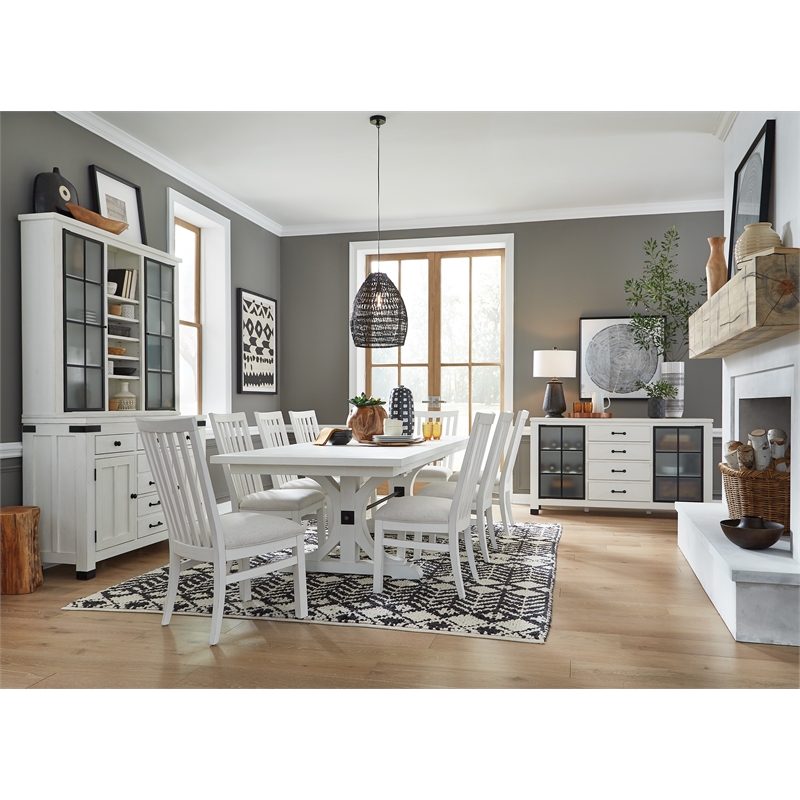 Magnussen Home Harper Springs Silo White Extendable Trestle Dining Table
