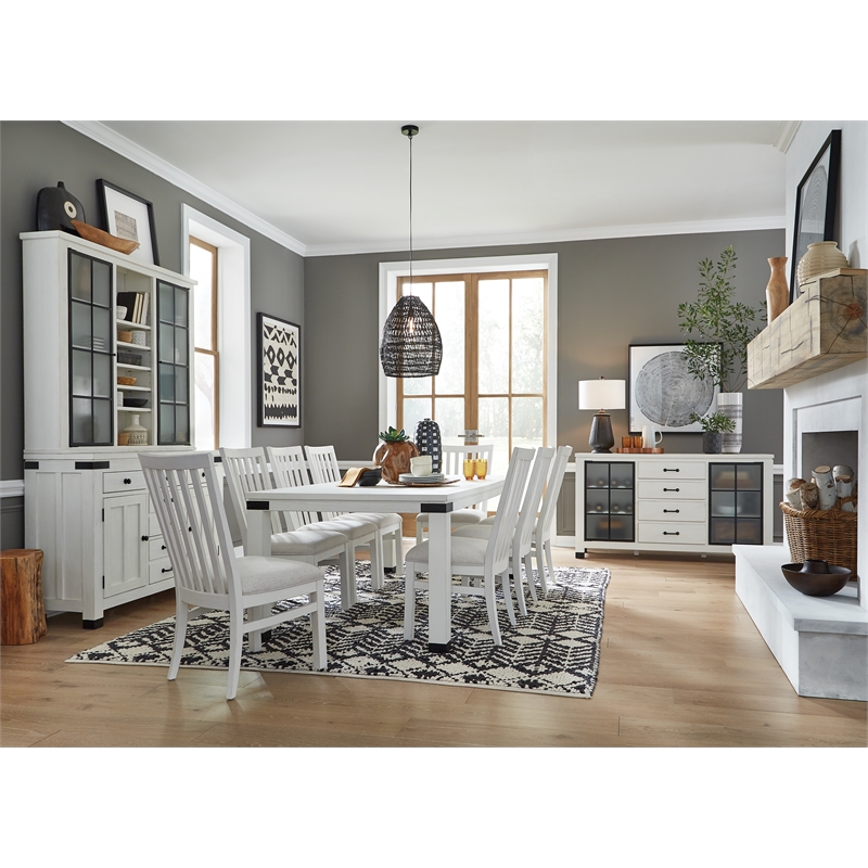 Magnussen Home Harper Springs Silo White Extendable Trestle Dining Table
