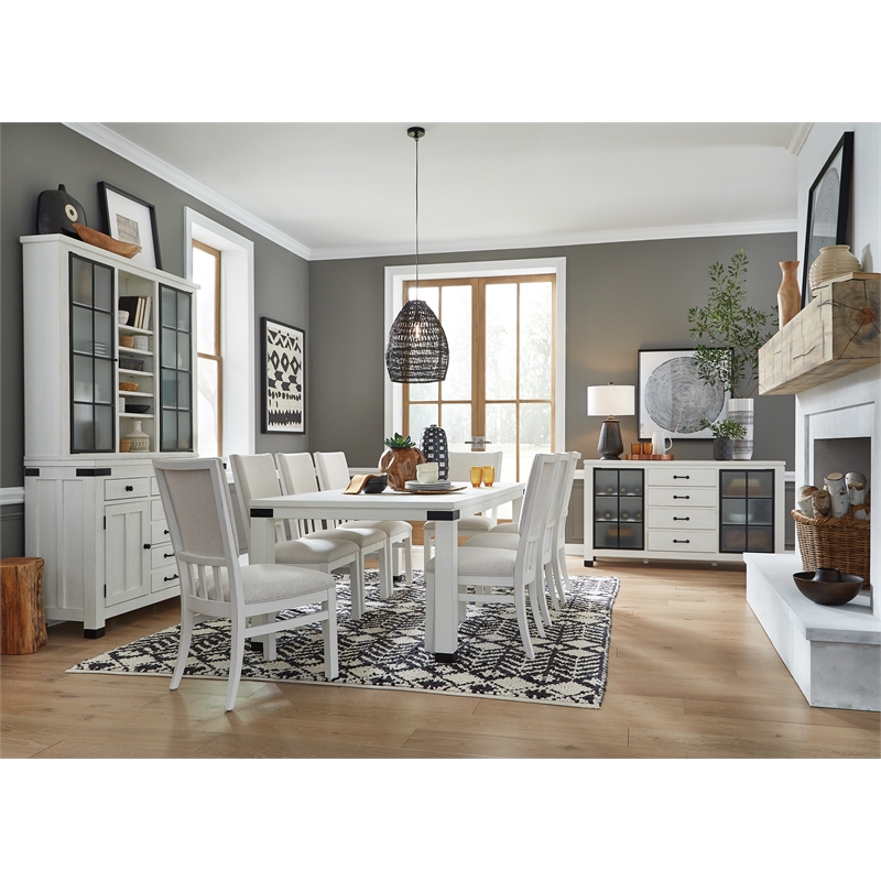 Magnussen Home Harper Springs Silo White Extendable Trestle Dining Table