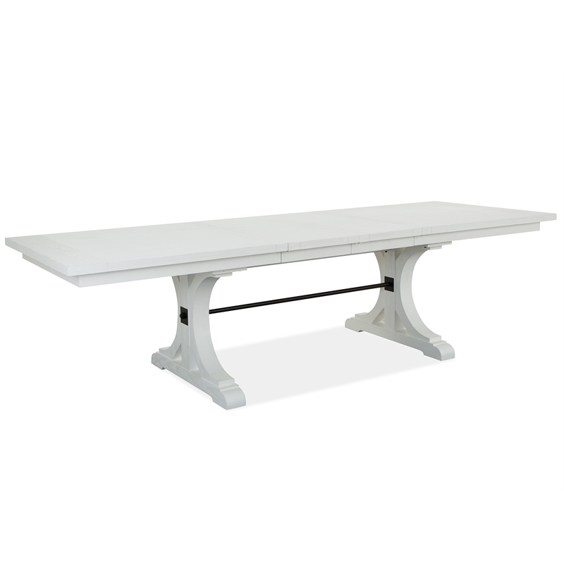 Magnussen Home Harper Springs Silo White Extendable Trestle Dining Table