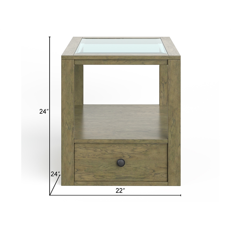 Magnussen Home Hardison Warm Stone And Clear Glass Rectangular End Table
