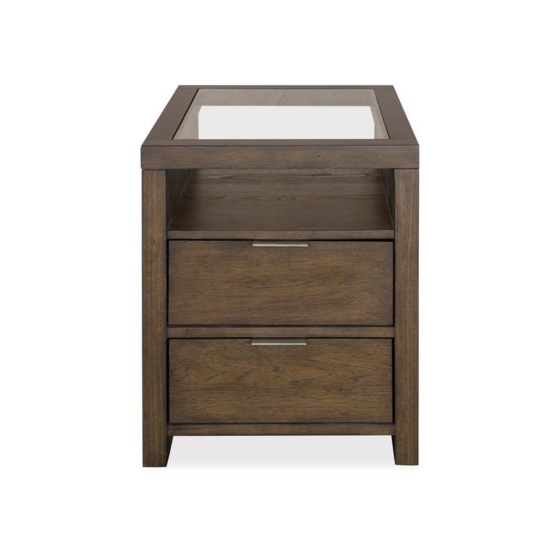 Magnussen Home Merrick Homestead Brown And Clear Glass Rectangular End Table