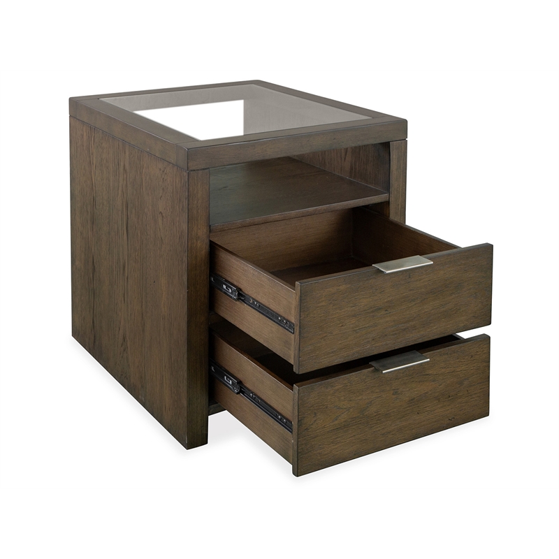 Magnussen Home Merrick Homestead Brown And Clear Glass Rectangular End Table