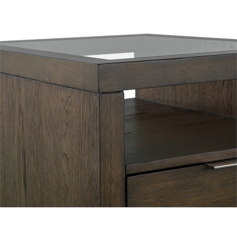 Magnussen Home Merrick Homestead Brown And Clear Glass Rectangular End Table