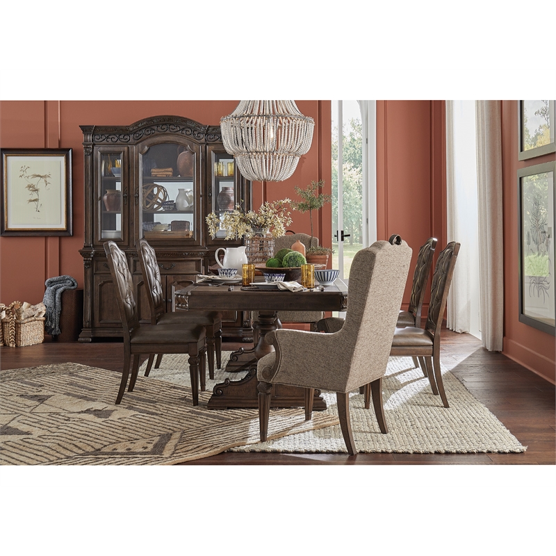 Magnussen Home Durango Willadeene Brown Upholstered Host Chair Two Pack