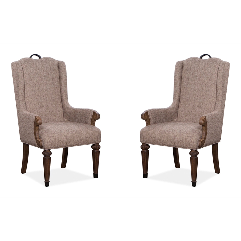 Magnussen Home Durango Willadeene Brown Upholstered Host Chair Two Pack