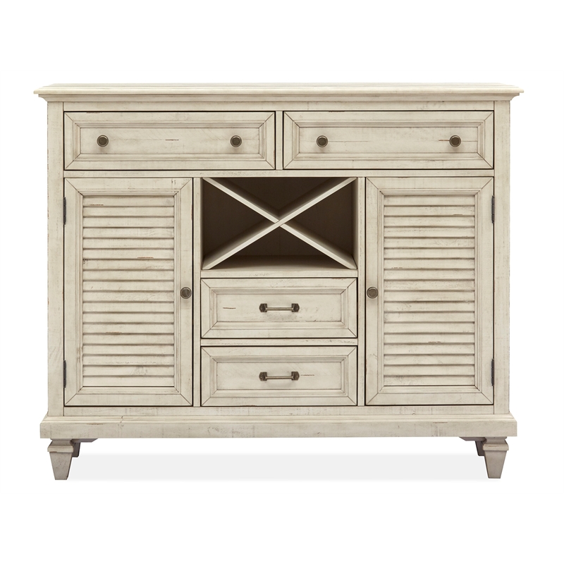 Magnussen Home Newport Solid Wood Buffet/Sideboard in Soft Alabaster Finish