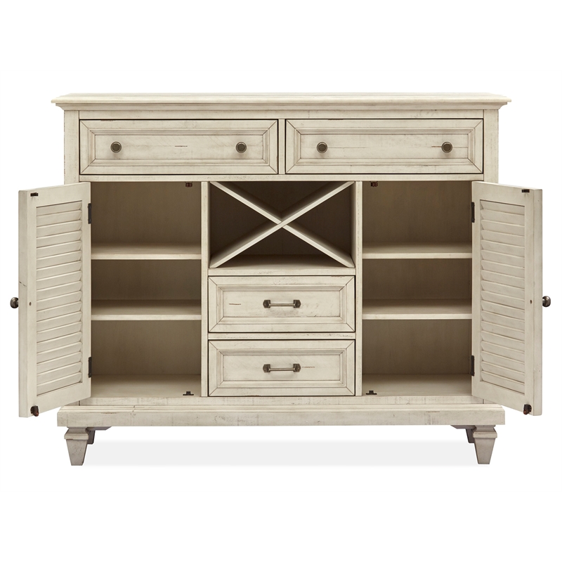 Magnussen Home Newport Solid Wood Buffet/Sideboard in Soft Alabaster Finish
