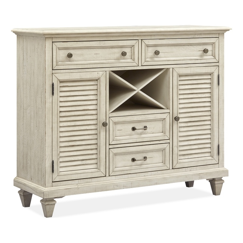 Magnussen Home Newport Solid Wood Buffet/Sideboard in Soft Alabaster Finish