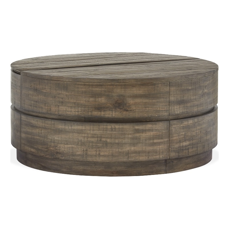 Magnussen Home Baisden Tobacco Round Lift Top Cocktail Table With Casters