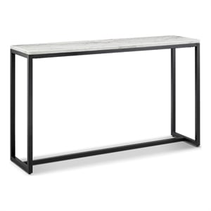 Magnussen Home Torin White Marble And Matte Black Rectangular Sofa Table
