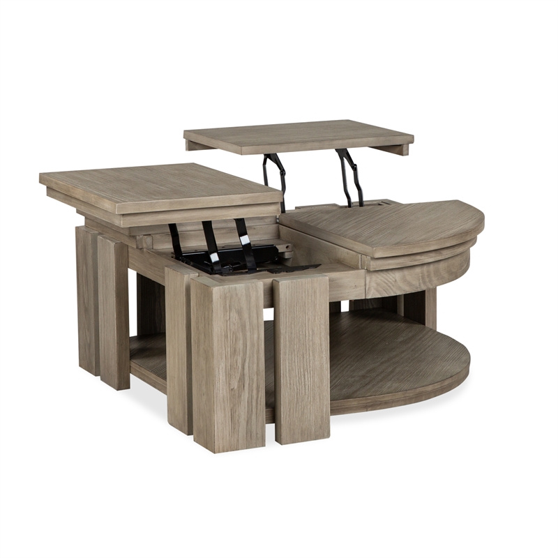 Magnussen Home Conrad Stone Pie Shaped Lift Top Cocktail Table With Casters