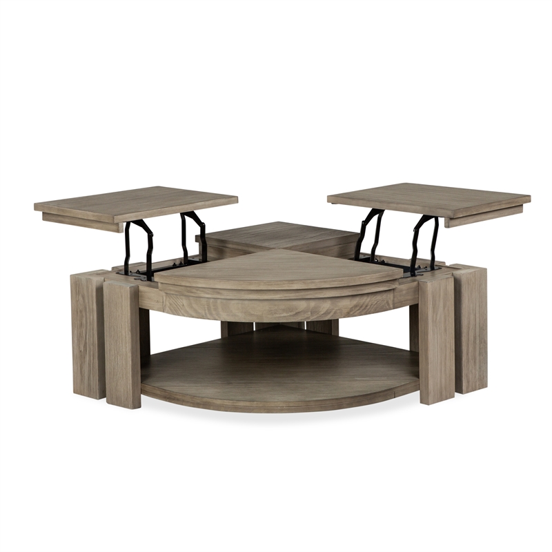 Magnussen Home Conrad Stone Pie Shaped Lift Top Cocktail Table With Casters