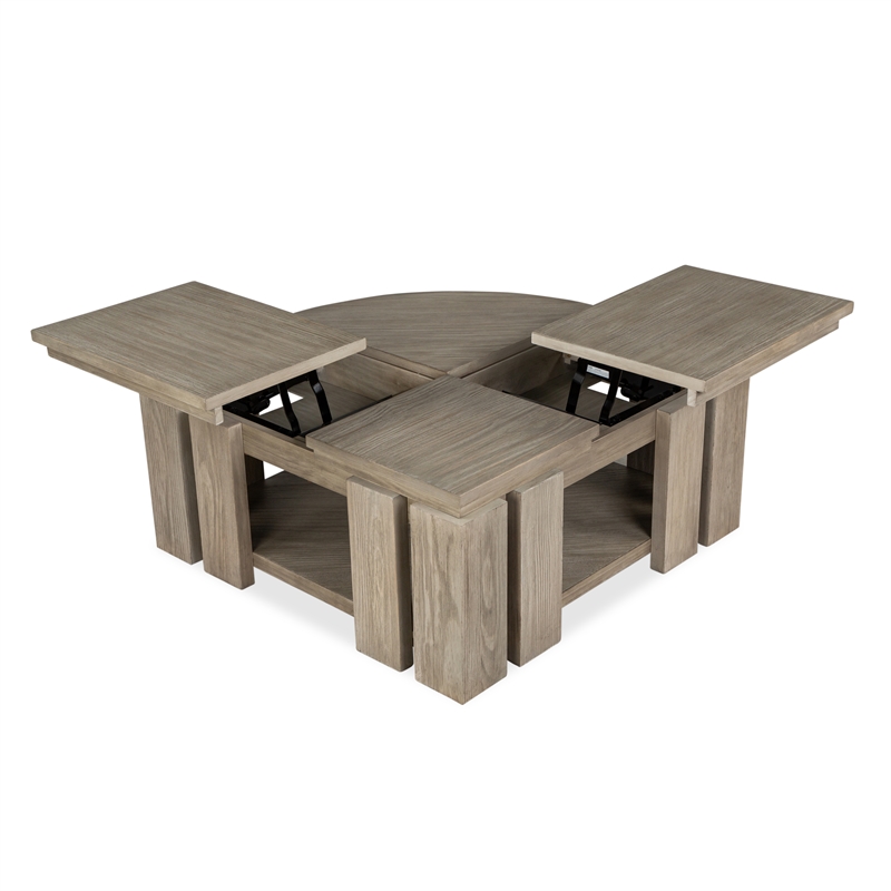 Magnussen Home Conrad Stone Pie Shaped Lift Top Cocktail Table With Casters