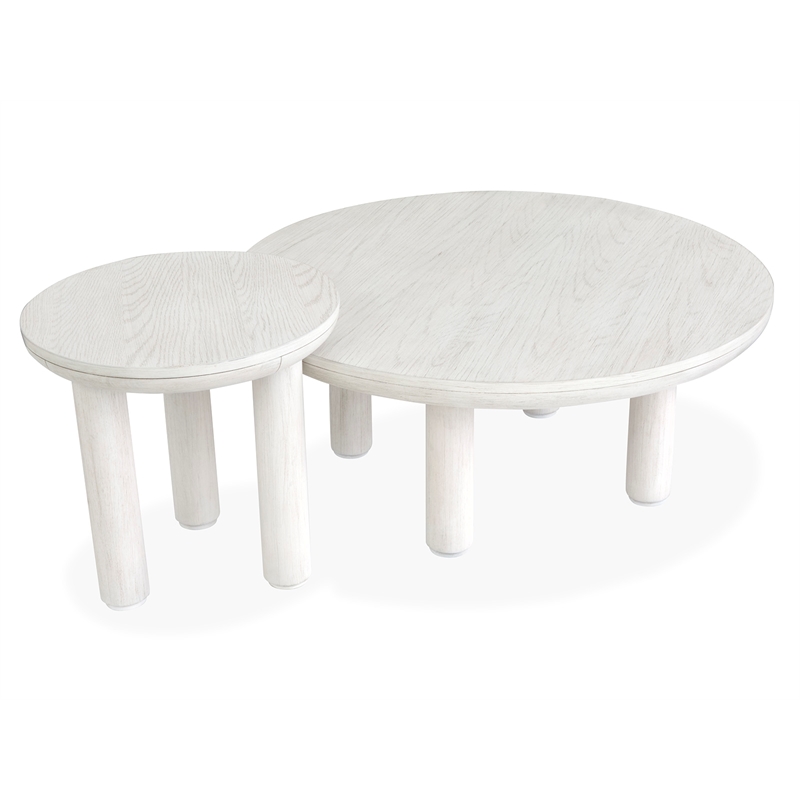 Magnussen Home Sunset Cove Moonlight Pearl Nesting Cocktail Table With Casters