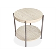 Magnussen Home Jennings Round Solid Wood/Metal End Table in Gray/Antique Nickel