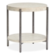 Magnussen Home Jennings Round Solid Wood/Metal End Table in Gray/Antique Nickel