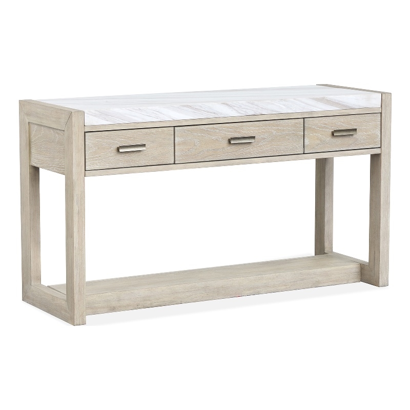 Magnussen Home Preston Gallery Buff And Antique Silver Rectangular Sofa Table