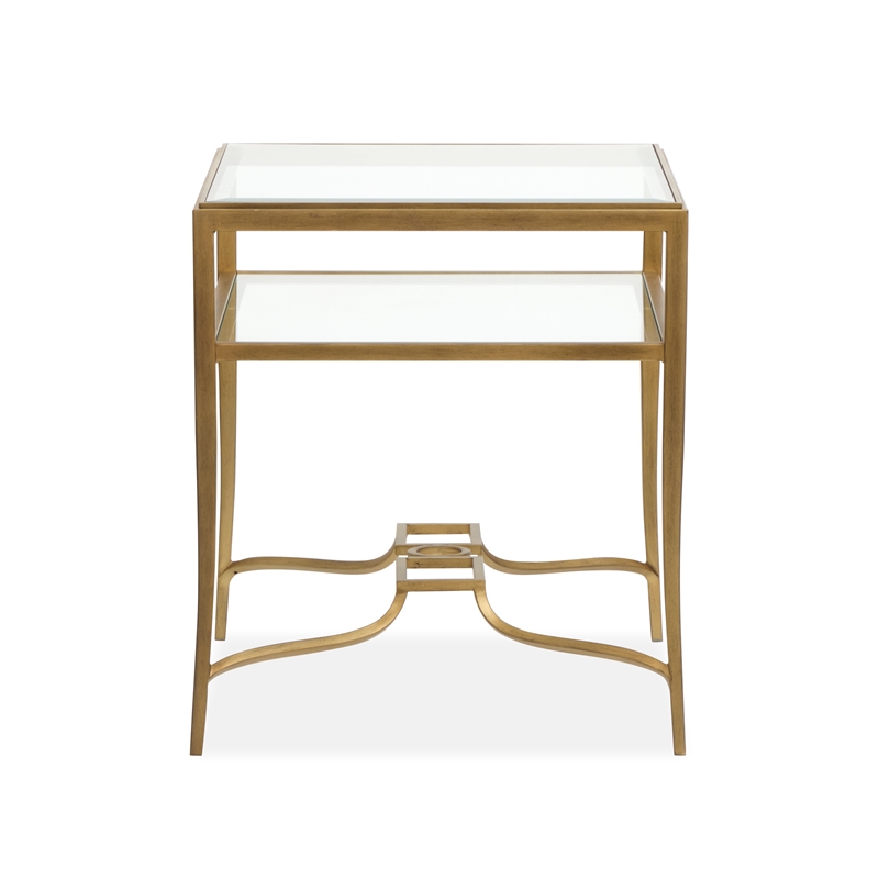 Magnussen Home Lorena Burnished Brass Rectangular End Table