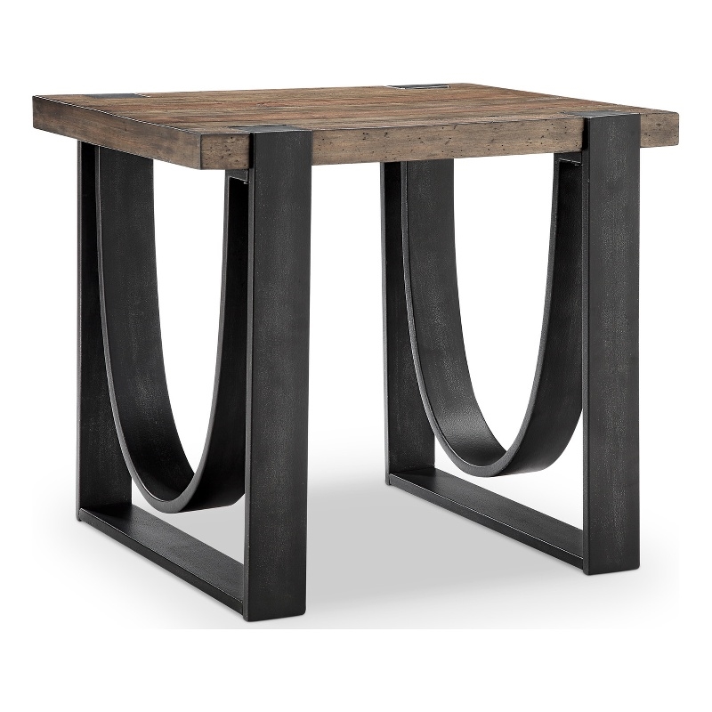 Magnussen Home Bowden Rustic Honey And Distressed Iron Rectangular End Table