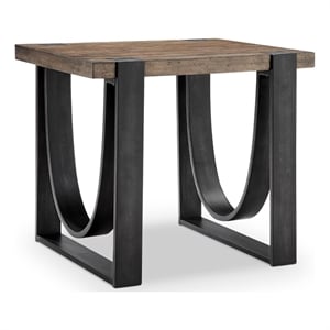 Magnussen Home Bowden Rustic Honey And Distressed Iron Rectangular End Table