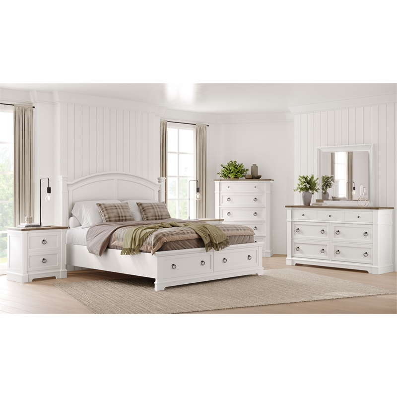 Magnussen Home Kingston Whisper White California King Panel Storage Bed