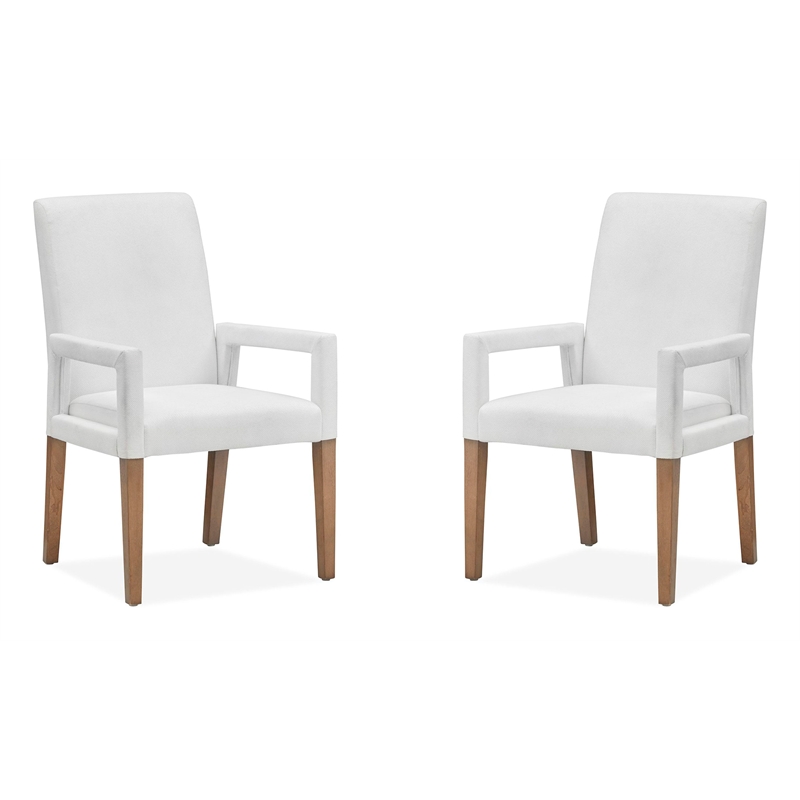 Magnussen Home Lindon Belgian Wheat White Upholstered Arm Chair Two Pack