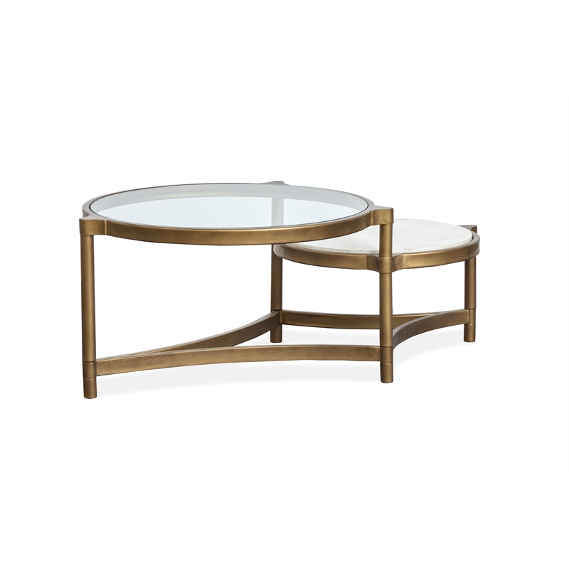 Magnussen Home Cassidy Aged Brass And Volakas Classic Shaped Cocktail Table