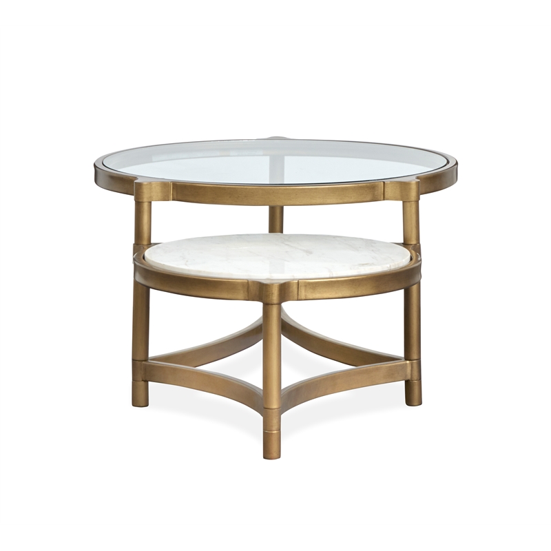 Magnussen Home Cassidy Aged Brass And Volakas Classic Shaped Cocktail Table
