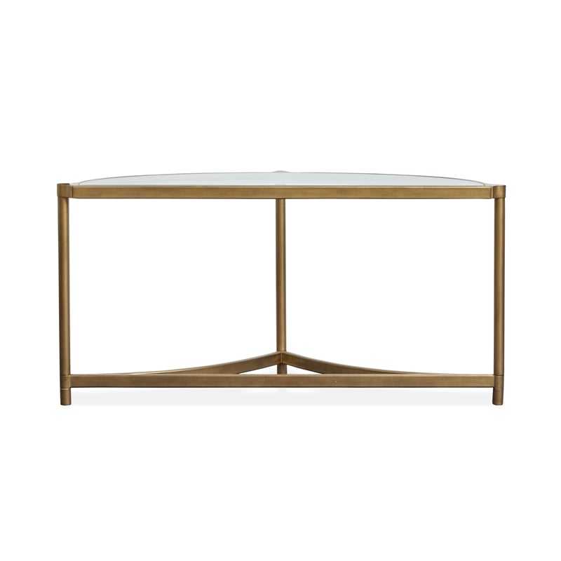 Magnussen Home Cassidy Aged Brass And Volakas Classic Demilune Sofa Table