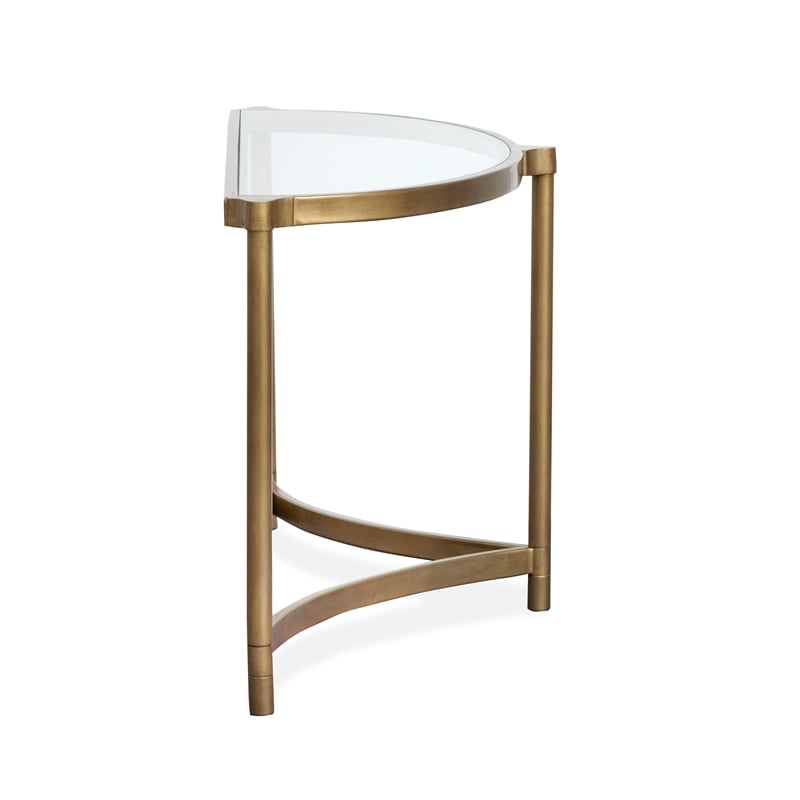 Magnussen Home Cassidy Aged Brass And Volakas Classic Demilune Sofa Table