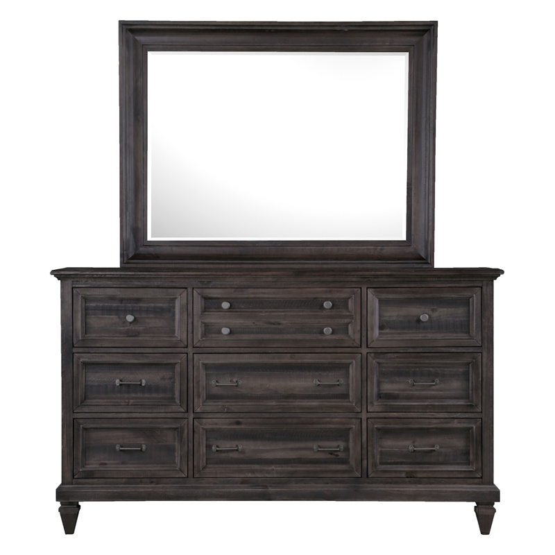 Magnussen Home Calistoga Weathered Charcoal Drawer Dresser With Landscape Mirror