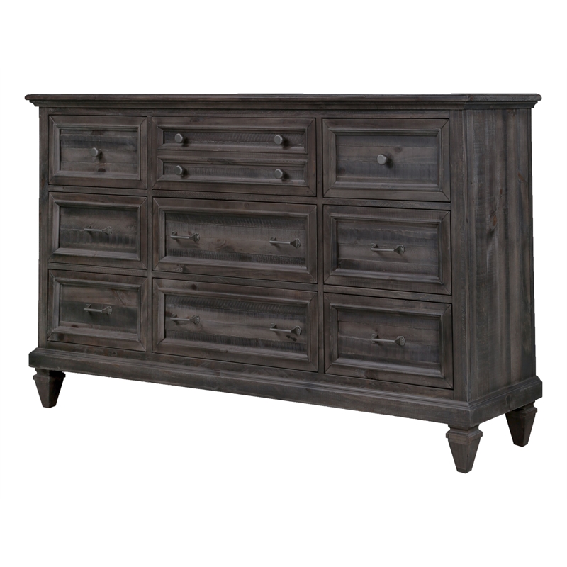 Magnussen Home Calistoga Weathered Charcoal Drawer Dresser With Landscape Mirror