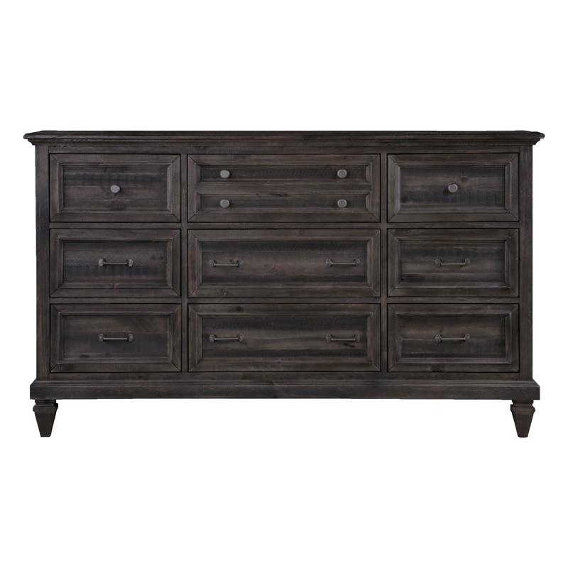 Magnussen Home Calistoga Weathered Charcoal Drawer Dresser With Landscape Mirror