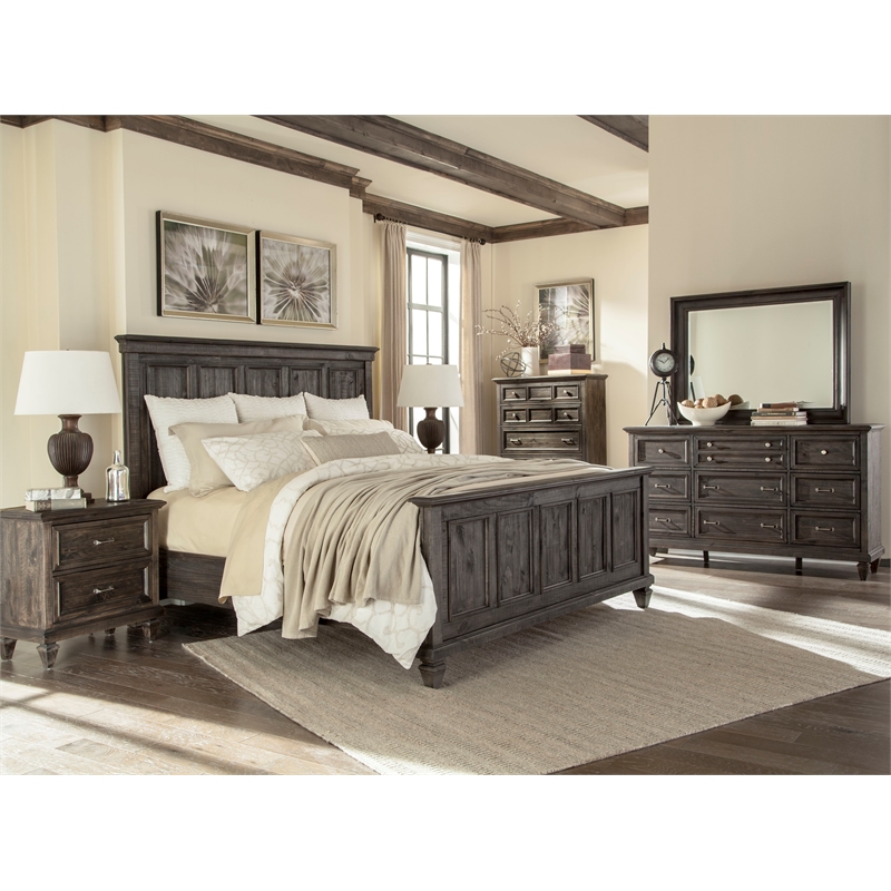 Magnussen Home Calistoga Weathered Charcoal Drawer Dresser With Landscape Mirror