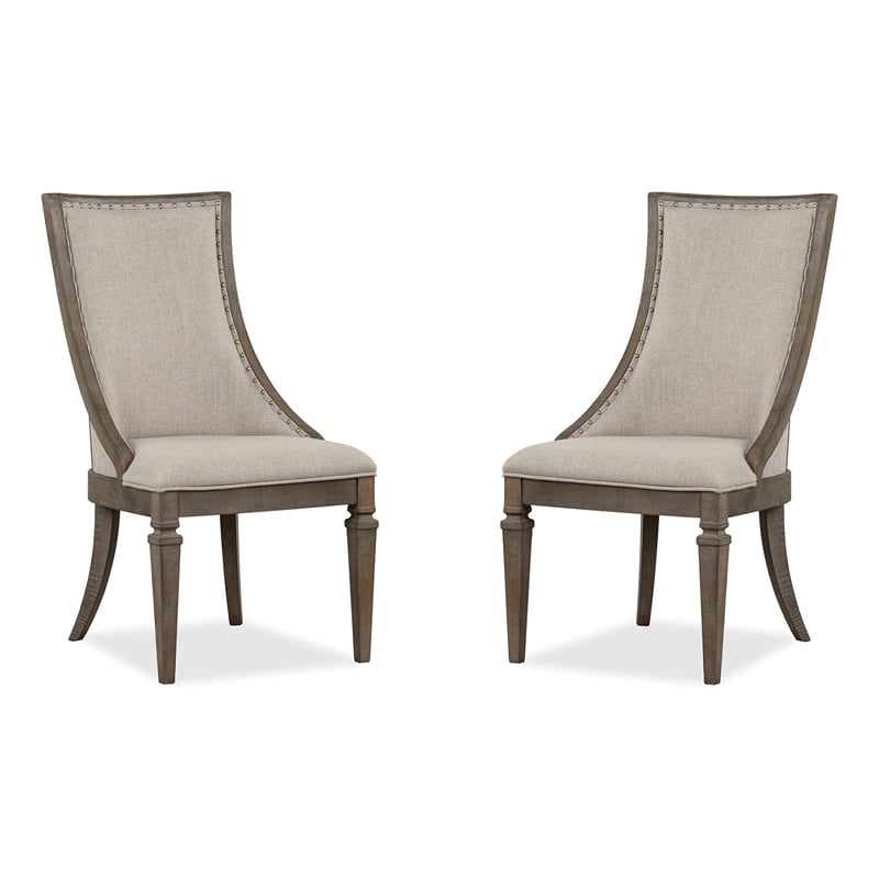 Magnussen Home Lancaster Dovetail Grey Upholstered Arm Chair Two Pack