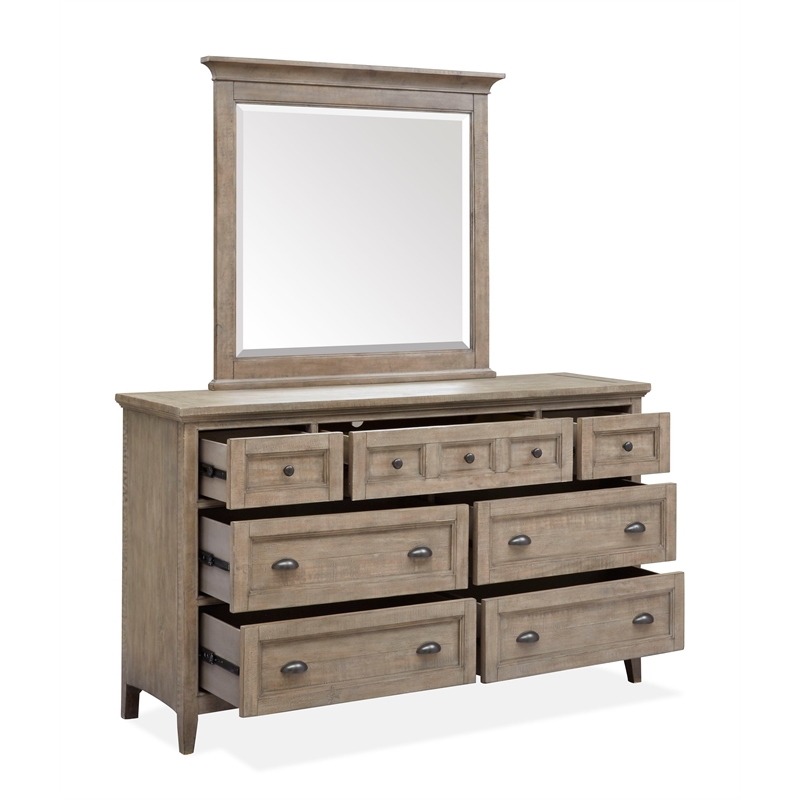 Magnussen Home Paxton Place Dovetail Grey Drawer Dresser With Landscape Mirror