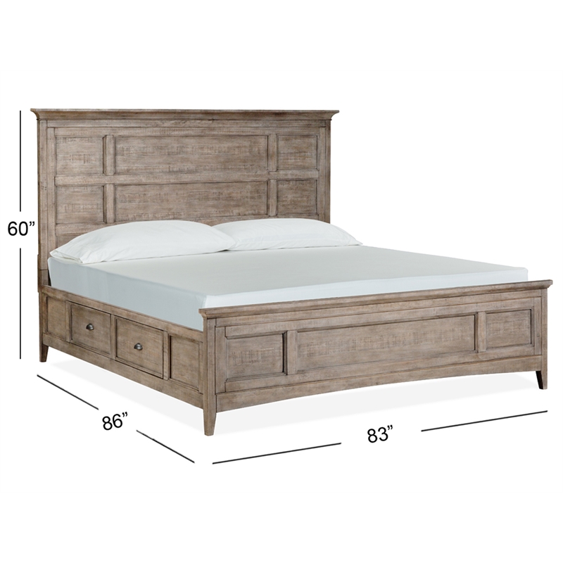 Magnussen Home Paxton Place Dovetail Grey King Panel Storage Bed