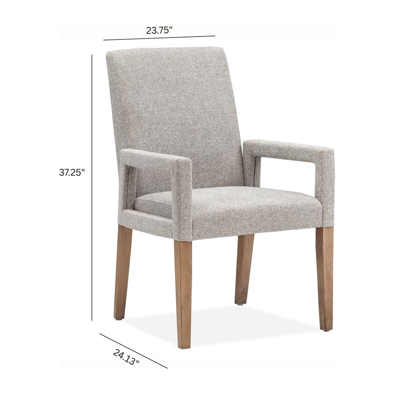 Magnussen Home Lindon Belgian Wheat Grey Upholstered Arm Chair Two Pack