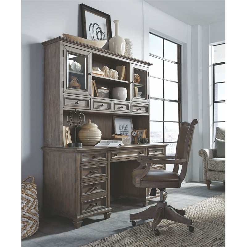 Magnussen Home Lancaster Dovetail Grey Credenza With Hutch